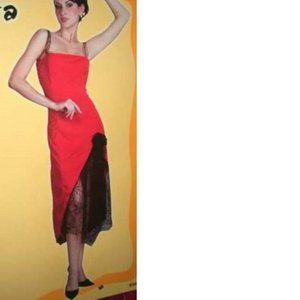 Chikita Dancer Halloween Costume 8/10 Red Black Sexy Dress 2 Pc Party Womens